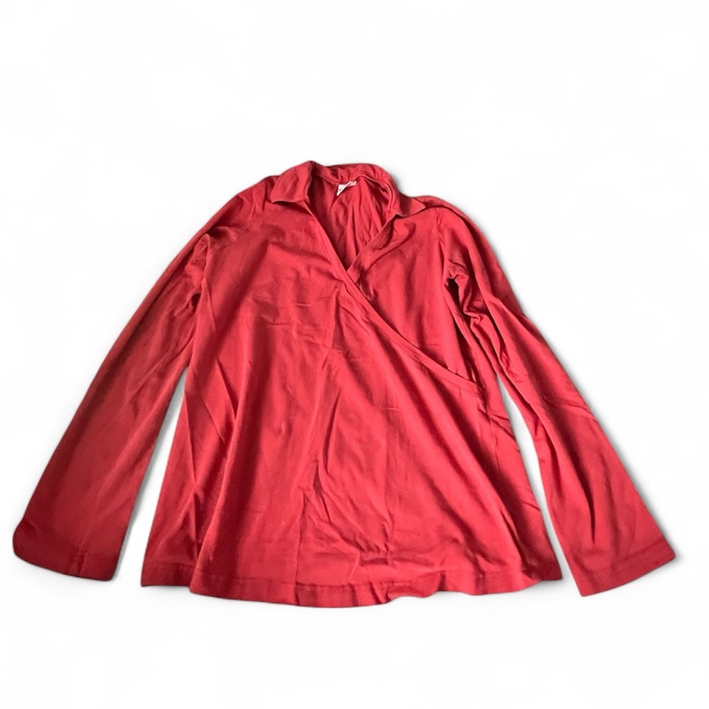 🔺MOTHERHOOD MATERNITY: Women’s M, red long sleeve cross over top preowned🔺